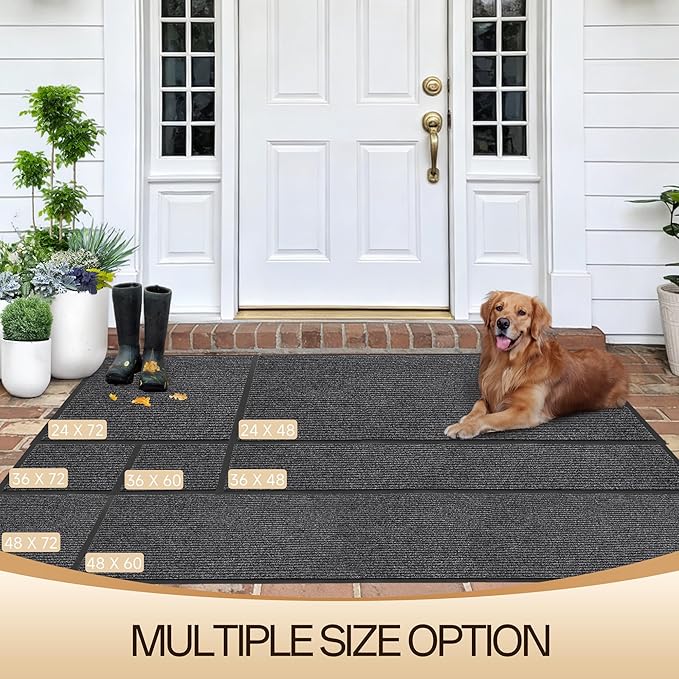 Amyracel Front Door Mat Indoor Outdoor Entrance, 24" x 48" All-Season Waterproof Doormat for Enterway, Heavy Duty Commercial Floor Mat, Fade Resistant, Rubber Back, Low Profile, Easy Clean