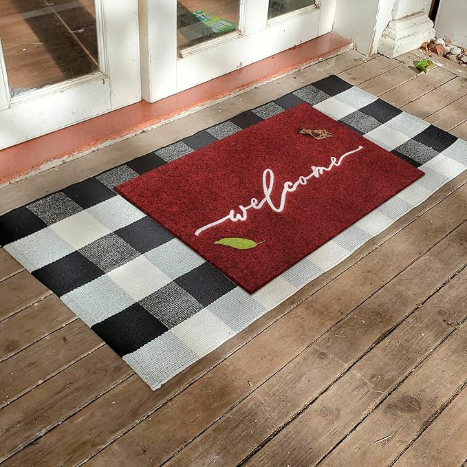 AAZZKANG Doormat Decorative Welcome Mat with Non Slip Rubber Backing Ultra Absorb Mud Easy to Clean Indoor Door Mat Entry Mats