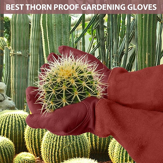 Long Gardening-Gloves Women/Men-Thorn proof Rose Pruning Heavy Duty Gauntlet, Best Garden Gifts for Gardener-M