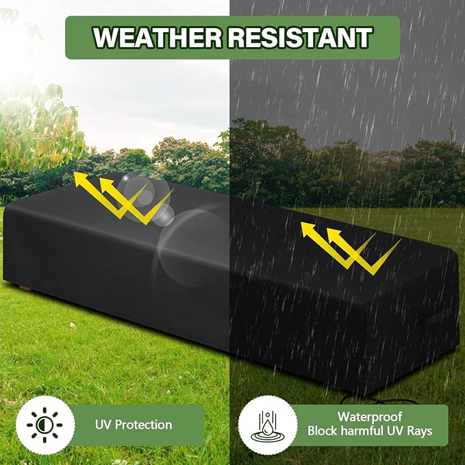 2 Pcs Patio Chaise Lounge Cover Waterproof Outdoor Lounge Chair Cover 30" D x 83" W x 12" H UV Resistant with Handle Strap for Furniture Protection (Black)