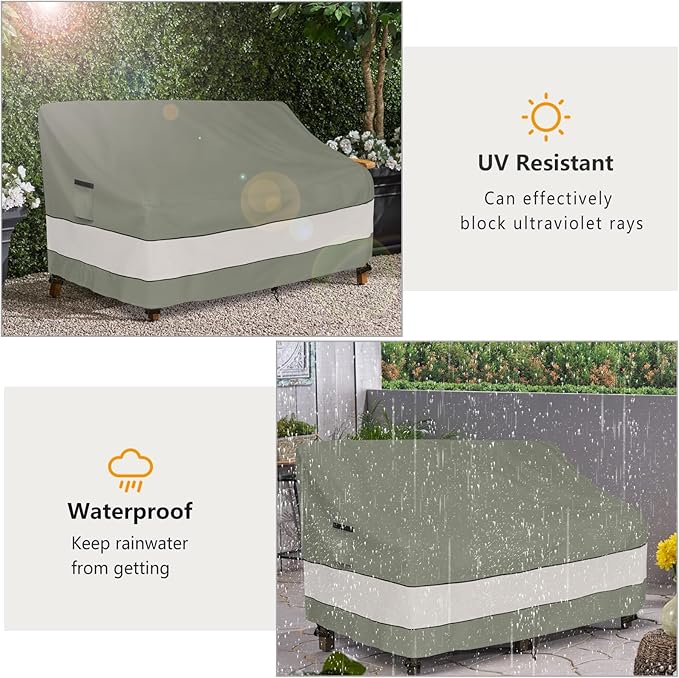 Outdoor Sofa Cover,Patio Loveseat Cover,3-Seater Bench Cover,Waterproof Heavy Duty Patio Furniture Covers,85" W x 38" D x 35" H Inches Grey Green