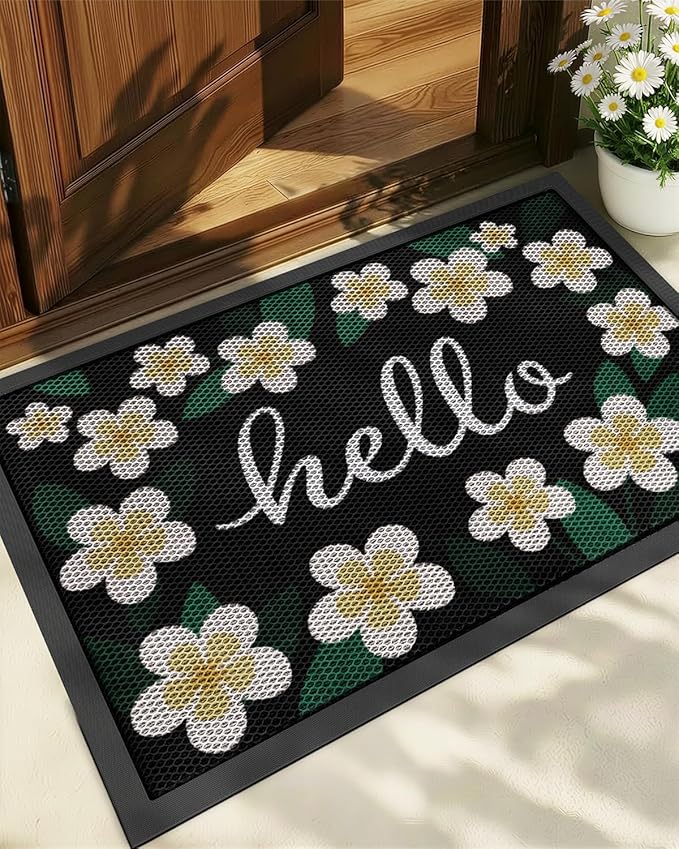 Color&Geometry Outdoor Door Mat, Resilient & Flexible Non-Slip Door Mat 32"x48", Dirt Trapping Waterproof Doormat, Welcome Mat for Porch, Patio & Entryway, Pastel Floral