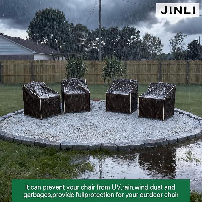 JINLI Waterproof Patio Adirondack Chair Cover 4-Piece Set, Lawn/Garden Outdoor Furniture Cover, Suitable for Maximum Chair Size 32 inches Wide x 35 inches deep x 36 inches high (Black)