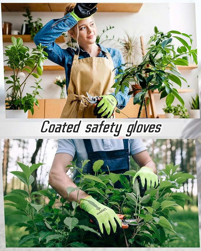 Maxcheck Pairs PU Coated Work Gloves Bulk, Reusable Rubber Safety Gloves for Men Women Work Warehouse, Mechanic, Woodworking