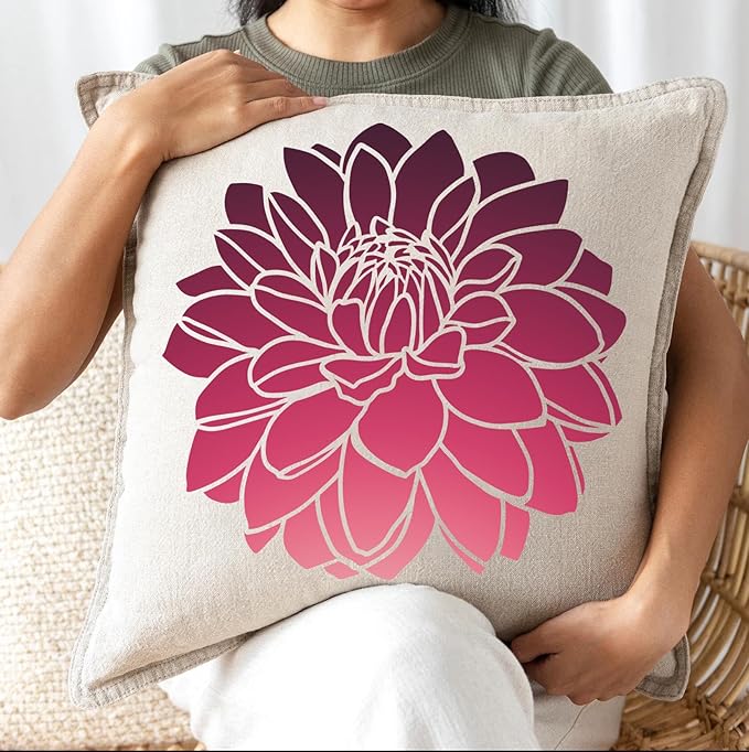 Large Flower Stencils for Painting Dahlia Flower Stencils for Walls 14” Floral Stencil Templates for Garden Fence Wood Furniture Fabrics