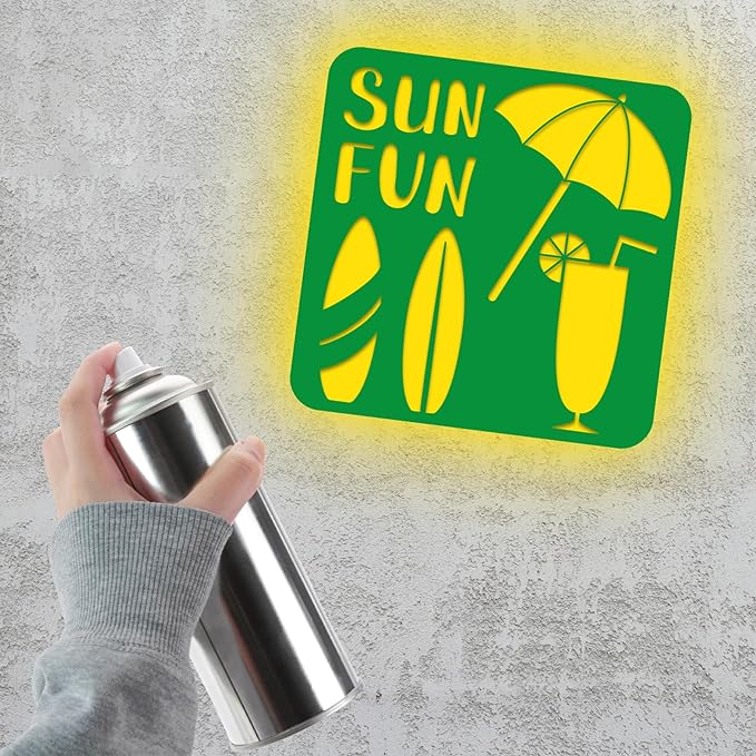 36pcs Summer Beach Drawing Stencils for Kids 8 Inch Sidewalk Chalk Stencils Painting Large Washable Reusable Tropical Palm Tree Themed Primary Shape Template for Kids Toddlers Preschool