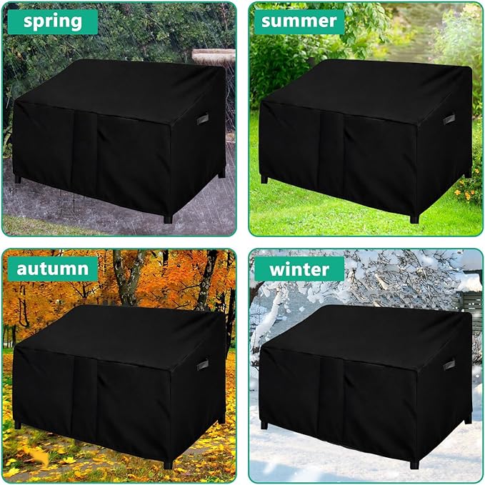Outdoor Patio Egg Rocking Chair Cover - Waterproof, Fits Indoor Papasan Chair & Rattan Wicker Lounge Chairs for 2 Person (Black, 54x36x14/29in)