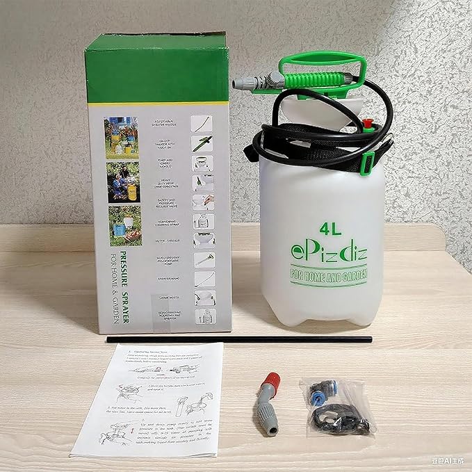 Watering Can Device for Watering Hanging Plant Basket Hard to Reach High Plant Waterer Sprayer 1 Gallon (Green 4L)