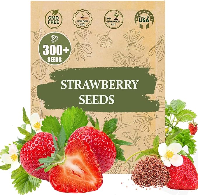 Rare Strawberry Seeds for Planting – 300 Non-GMO Heirloom Seeds - Extra Big, Juicy, Sweet Strawberries
