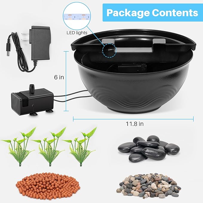 Biling Indoor & Outdoor Mini Pond Waterfall, Small Fish Pond Kit with Waterfall Fountain, Have Fun DIY for Meditation, Relaxation, Black