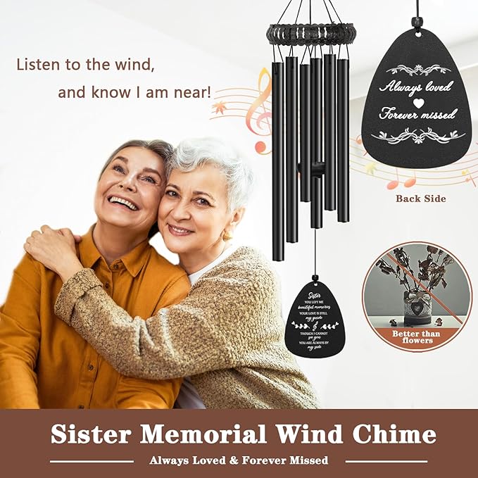 Memorial Gifts for Loss of Sister, Wind Chimes for Loss of Sister, Loss of Sister Sympathy Gifts, Bereavement Remembrance Funeral Grief Gifts for Loss of A Loved Sister
