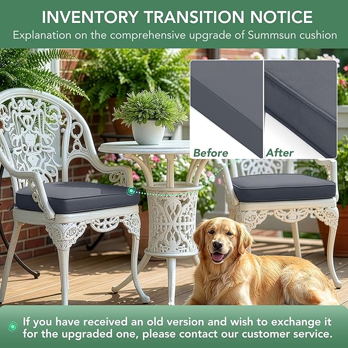 Outdoor Chair Cushions Set of 4: Waterproof & Fade Resistant Patio Furniture Cushions - 18.5 x 16 x 2 Inch Non Slip Round Corner Seat Cushion Pads with Removable Cover for Garden Yard Lawn, Dark Grey