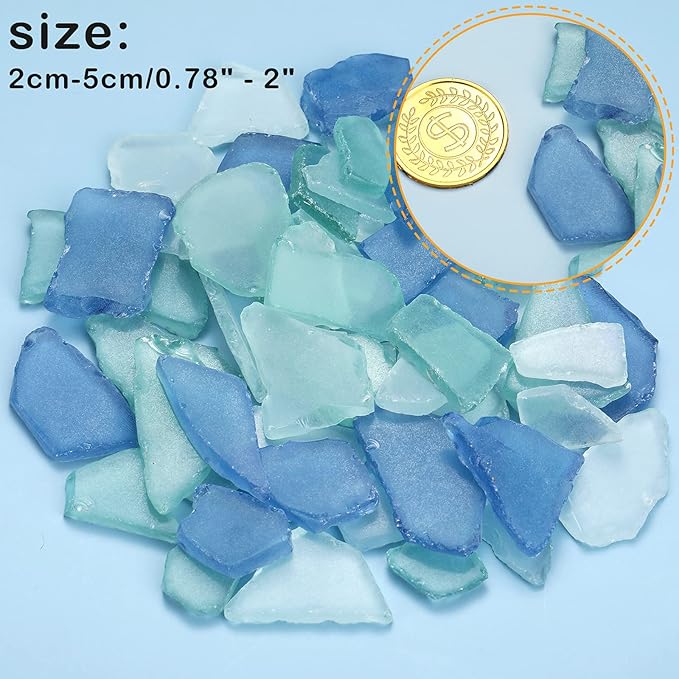 Jetec 11 oz Sea Glass for Crafts Pieces Seaglass Decor Flat Frosted Sea Glass Ornaments Vase Filler Crushed for Beach Wedding Party Decor Home Aquarium DIY Craft Supplies(Blue, White, Green)