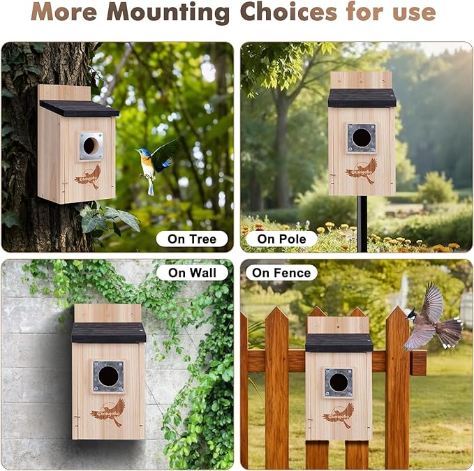 Gtongoko 2 Pack Bird Houses for Outside Clearance with Metal Predator Guard Blue Birdhouses for Outdoors Nesting Box for Cardinals Swallows Finches Chickadee Assembly Required