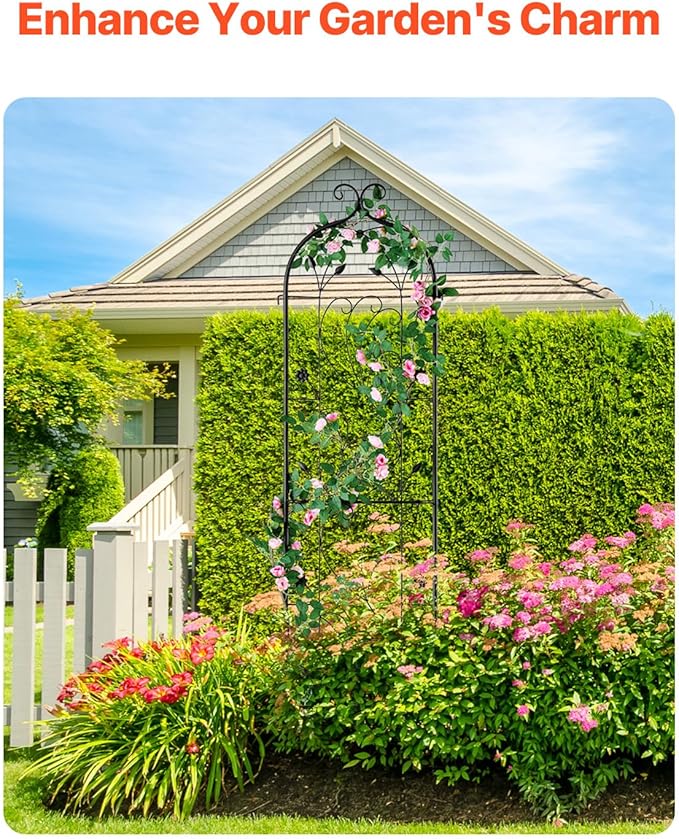 VEVOR 60 x 15 in, Rustproof Metal Garden Flower Trellis, Outdoor Climbing Rose & Cucumber Support, Decorative Tall Clematis Trellis for Courtyards & Lawns