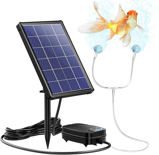 NFESOLAR 4W Solar Aerator for Pond with Built-in 2200mAh Battery Backup, 3 Working Modes, 2 Air Stones, Solar Air Pump for fish Pond Stock Tank Hydroponics