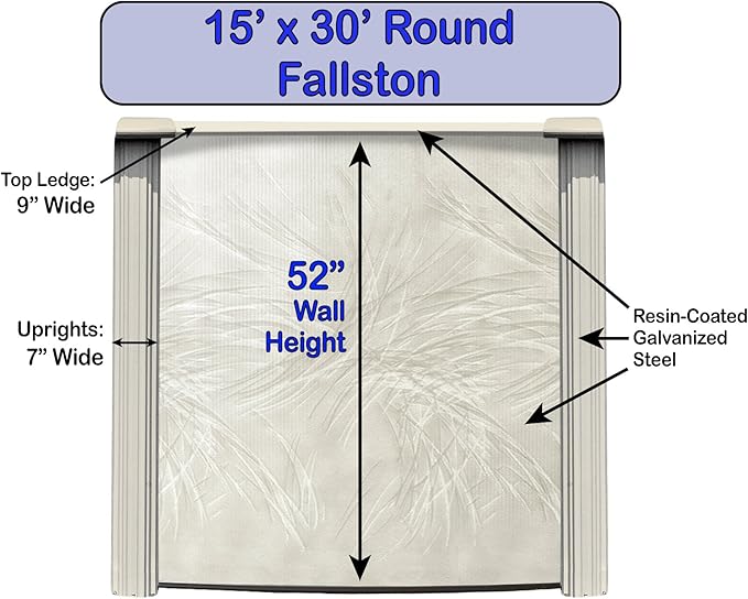 Lake Effect Pools 'Fallston' 15 ft x 30 ft Oval Above Ground Swimming Pool | 52 Inch Resin Protected Steel Sided Walls | Bundle Includes: 25 Gauge Overlap Liner & Widemouth Skimmer