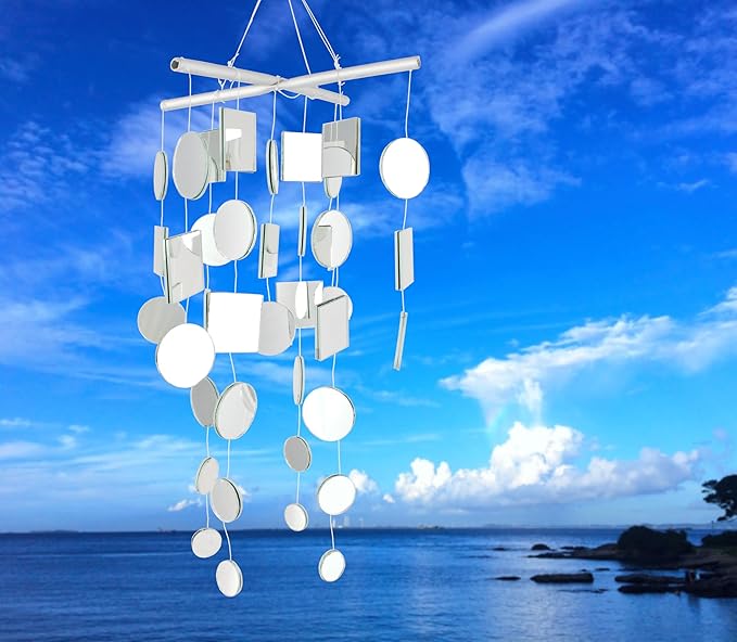 Woodstock Chimes Asli Arts Collection, Mirror Chime, Medium (20'') Capiz Wind Chimes for Outdoor, Patio, Home or Garden Décor (C125)