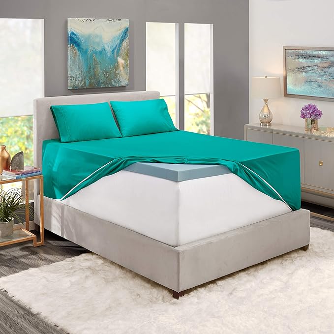 Clara Clark Fitted Sheet, Extra Deep Pocket Fits Deep Mattress, Luxury Soft Fitted Sheet Only, Twin - Extra Deep Teal