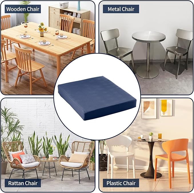 coolboss Outdoor Chair Cushions Set of 4, Outdoor Cushions for Patio Furniture, Water Resistant Chair Cushions for Outdoor Furniture Square Corner Patio Cushions with Non-Slip Ties, 18.5"x16"x3, Navy
