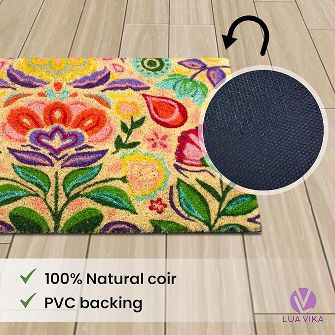 Coir Doormat, Front Door mats Outdoor, Funny Welcome mat Outdoor, Front Door mat for Home Entrance, Door mat Outside Entrance, Welcome mat Indoor 16"x27.5" (Dalias)