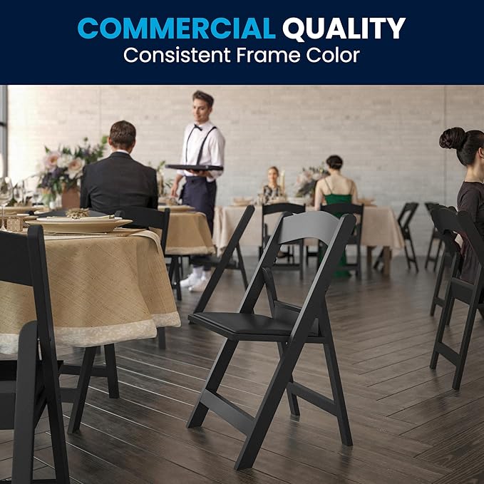 Flash Furniture Hercules™ Series Folding Chair - Black Resin – 1000LB Weight Capacity Comfortable Event Chair - Light Weight Folding Chair