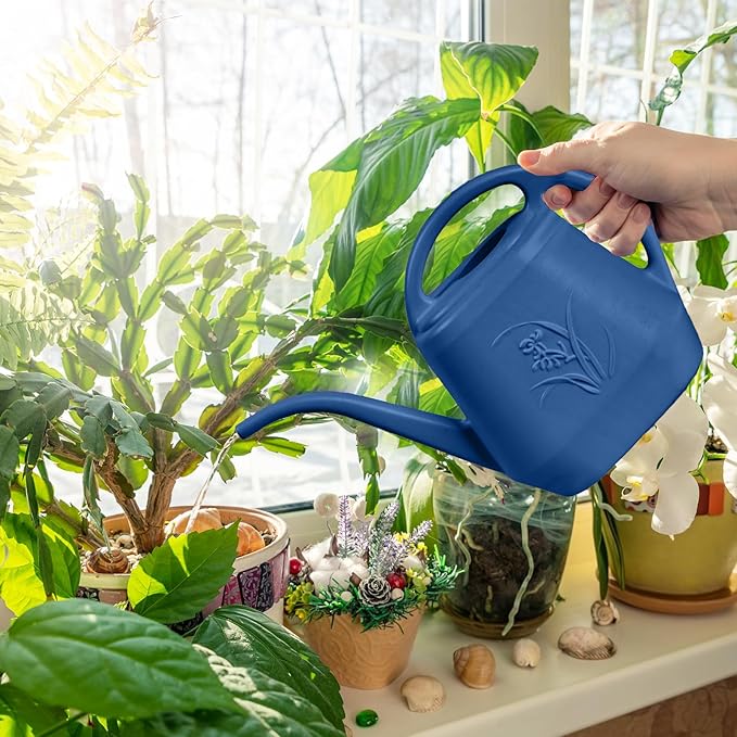 ZXJ Plant Watering Can - for Indoor and Outdoor Home Garden Plants - with Long Spout - Blue - 1/2 Gallon
