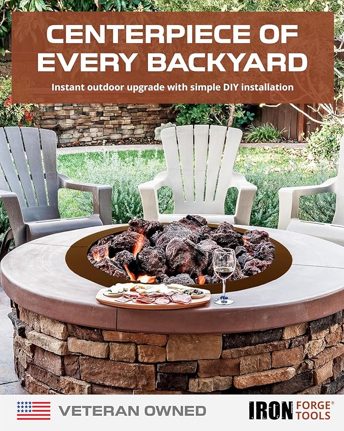 Heavy Duty Metal Smokeless Permanent Fire Pit Ring 30 inch Outer/24 inch Round Fire Pit Insert Liner for Outdoor, Firepits for Outside Corten Steel (30x24x10), Patent Pending