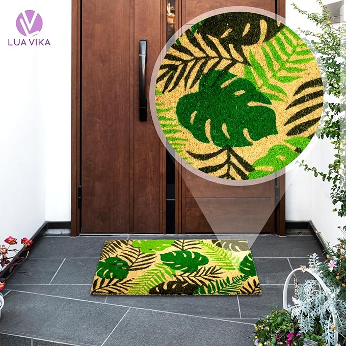 Coir Door mats Outdoor, Door mat Outside Entrance, Welcome mat Indoor, Doormat Outdoor, Funny Door mats Outside, Coir Doormat 16"x27.5" (Tropical)