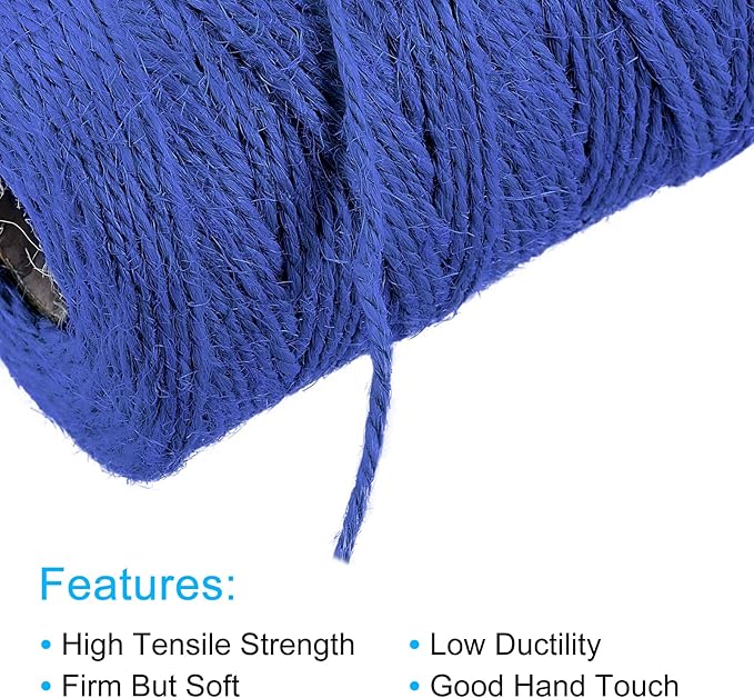 MECCANIXITY 328 Feet Garden Twine, 2mm Craft Jute Twine String Jute for Artwork, DIY Crafts, Gift Wrapping, Dark Blue