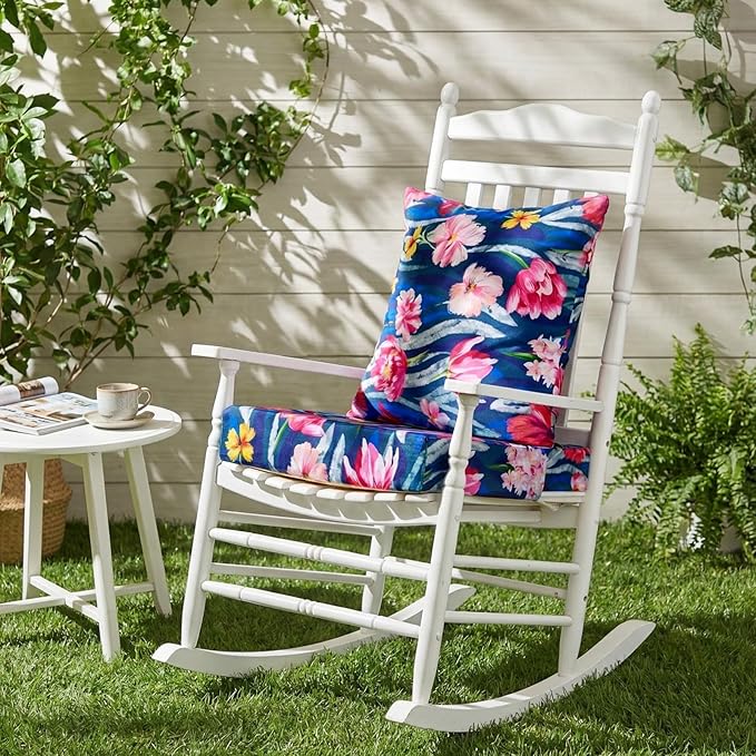 Hoteam 4 Set Outdoor Chair Patio Cushions Deep Seat Waterproof Chair Cushions 20 x 20 Inch for Patio Furniture Set Replacement Removable Seat and Back(Retro Flower)