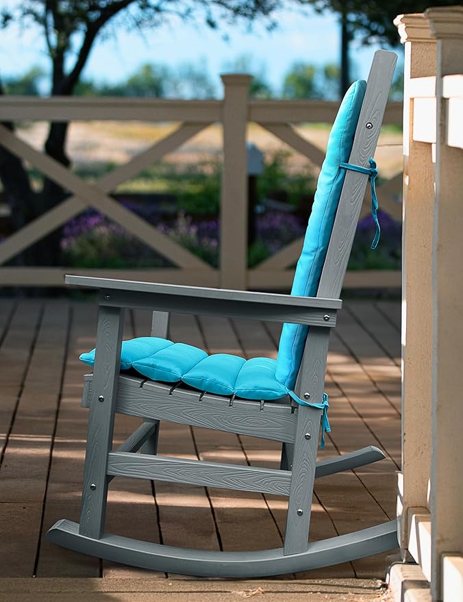 YEFU Adirondack Chair Cushion, Thin Rocking Chair Cushions with Straps Set of 2, Folding Patio Chair Pad for Indoor and Outdoor, 19.7x18.9x1.5 Inch, Aruba