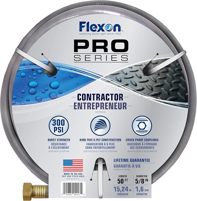 Flexon CG5860 Contractor Grade Garden Hose, 5/8-inch x 60-feet