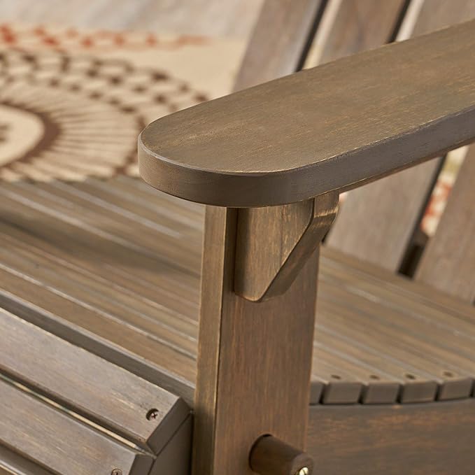 Christopher Knight Home Cara Outdoor Foldable Acacia Wood Adirondack Chair, Gray Finish
