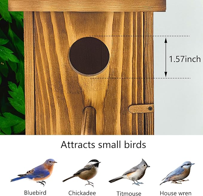 Bird Houses for Outside,Wooden Wren Birdhouse with Detachable Perch,Finch Bluebird Houses Hanging Birdhouse for Outdoors