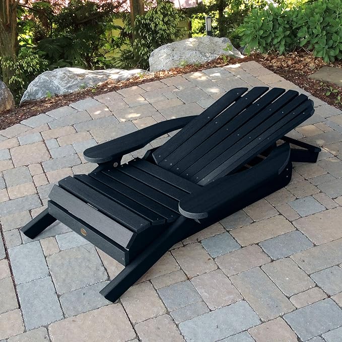 Highwood Hamilton Made in The USA Folding and Reclining Adirondack Chair, Adult Size, Federal Blue