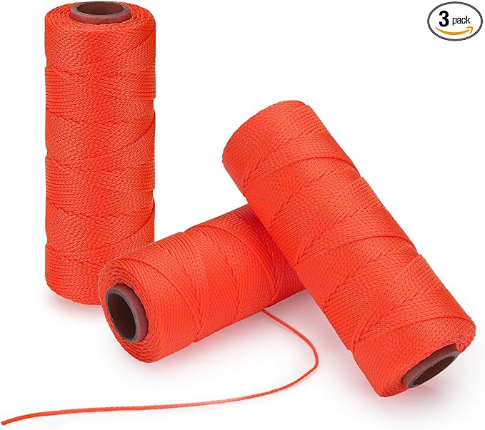 Goldblatt Mason Line, 3 Roll 500 Feet #18 Braided Nylon String, Perfect for Gardening or Masonry Tools