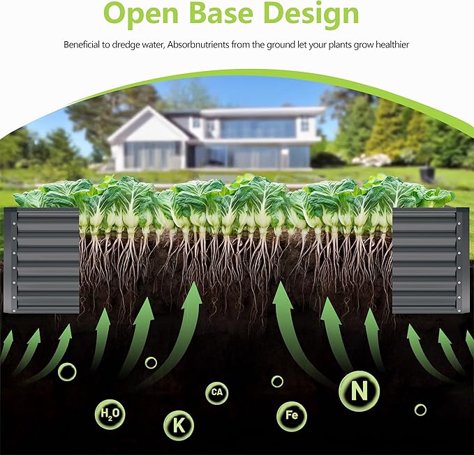 4x2x2FT Galvanized Raised Garden Bed Kit, Galvanized Planter Raised Garden Boxes Outdoor, Large Metal Raised Garden Beds for Vegetables-Grey