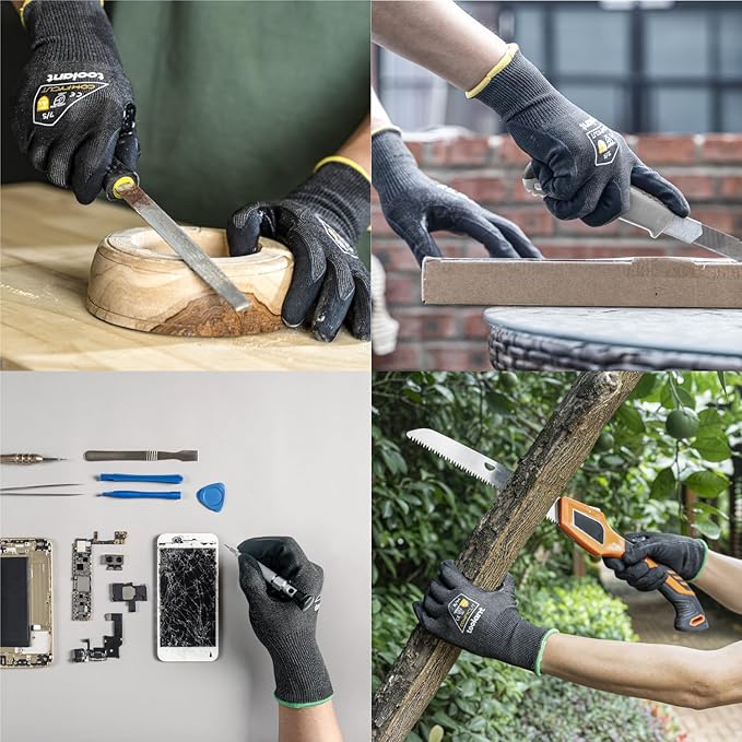 toolant ANSI A4 Cut Resistant Work Gloves without Steel & Fiberglass, Ultra Light Comfort & Proper Fit,for Mechanic,Gardening