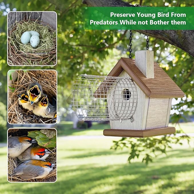 2Pcs Bluebird House Protector Guards, Stainless Bird House Entrance,Designed for The Secure of Eastern Bluebird Homes and Their Chicks (Round)