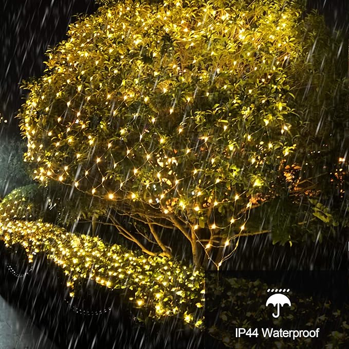 Net String Lights Solar Powered Outdoor Tree Light 15 x 5ft Mesh Light Garden Twinkle Light with Remote for Outdoor Lawn Yard Fence Indoor Decor(Warm White)