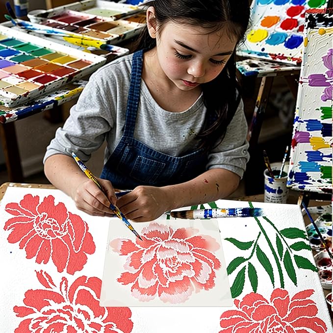 Large Fence Flower Stencils for Painting on Garden Wall Wood Floor Canvas Paper Furniture Reusable Floral Painting Stencil with Butterfly Decor