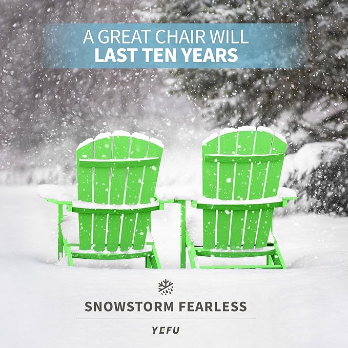 YEFU Adirondack Chairs Set of 8: Plastic Adirondack Chairs - Patio Chairs with Wood Texture - Outdoor Chair HIPS - Lawn Fire Pit Deck Porch Garden Chairs for Adults (Lime)