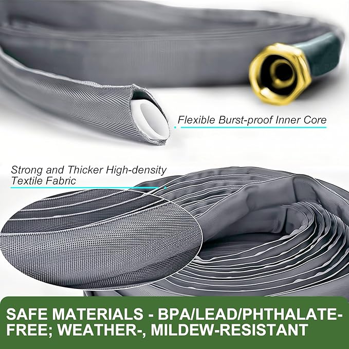 2025 Upgraded 100FT Non-Expanding Garden Hose, Ultra-Light & Flexible Water Hose - Burst-Resistant, Kink-Free, High-Pressure, All-Weather Use for Lawns, Gardens, and Outdoor Cleaning