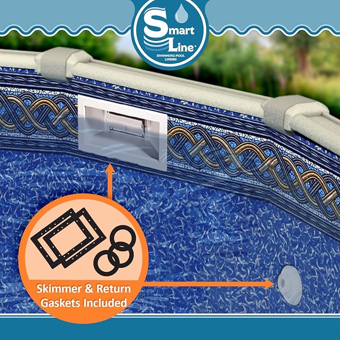 Smartline 15 ft Round Swimming Pool Liner | Braided Shimmer | Unibead Style | 52 Inch Wall Height | 25 Gauge Heavy Duty Virgin Vinyl | Designed for Steel Sided Above Ground Pools