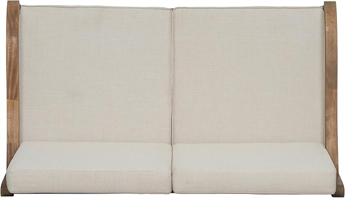 Christopher Knight Home Alice Acacia Wood Outdoor Loveseat, Wooden Patio Loveseat Sofa, Patio Furniture 2-Seater Sofa with Thick Cushions, Comfy Lounge Sofa Outdoor for 2 People, Beige + Natural