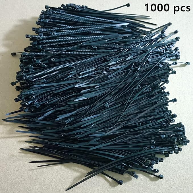 1000 pcs 6 inch Cable Zip Ties Heavy Duty, Premium Plastic Wire Ties with 18 LBS Tensile Strength, UV Resistant Cable Ties, Self-Locking Black Nylon Tie Straps