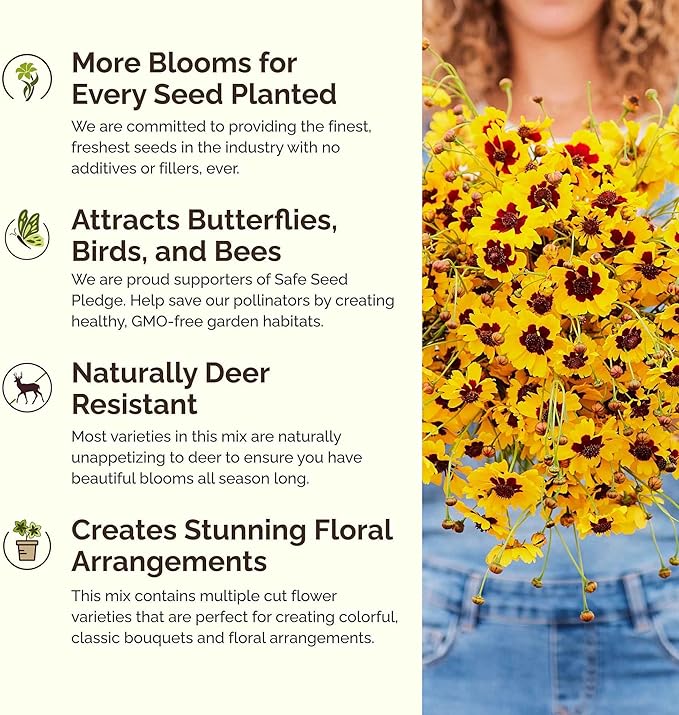 Eden Brothers All Annual Wildflower Mixed Seeds for Planting, 10 lb, 4,800,000+ Seeds Including Sunflower, Indian Blanket | Attracts Pollinators, Plant in Spring, Zones 3, 4, 5, 6, 7, 8, 9, 10