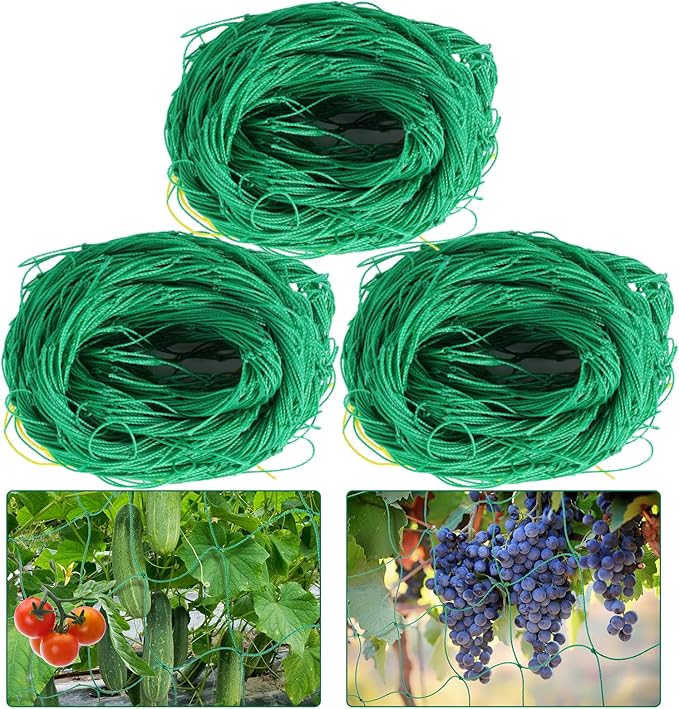 Kikhope Trellis Netting for Climbing Plants, 3 Packs 5.9ft x 8.8ft Heavy Duty Garden Trellis Netting for Cucumber, Vine, Tomato, Plants Trellis Net for Climbing Vine Plants Fruits & Vegetables
