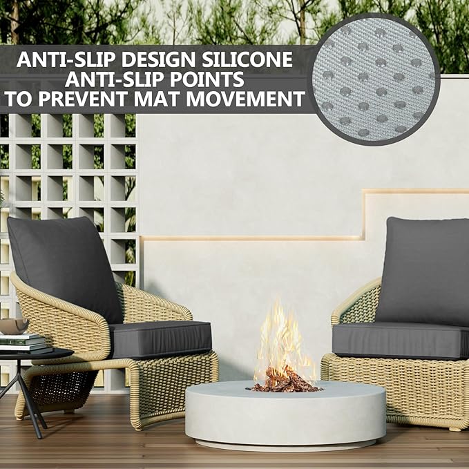 22" x 22" x 6" Outdoor Deep Seat Cushions Set - 2 Set Waterproof & Fade Resistant Patio Furniture Replacement Cushions, Non-Slip Outdoor Cushions Fit Loveseats, Couches, Chairs, and Sofas.